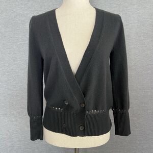 J Crew Cashmere Cardigan Sweater Small Double Breasted Preppy Career Office Gray